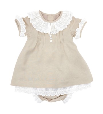 VESTIDO DE NIÑA LINO BEIGE S26