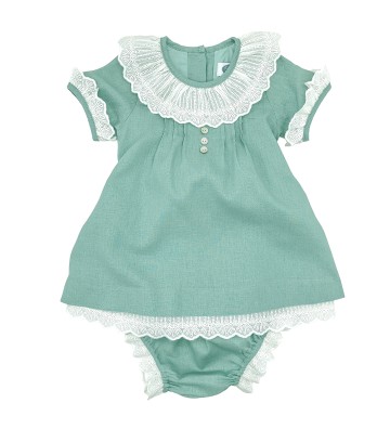 VESTIDO DE NIÑA LINO VERDE S26
