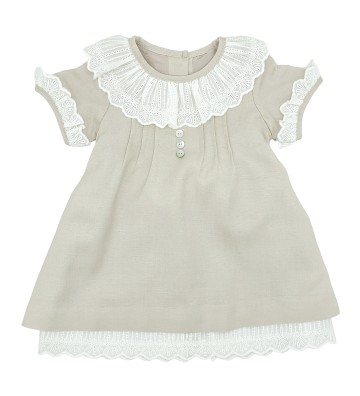 VESTIDO DE NIÑA LINO BEIGE S26