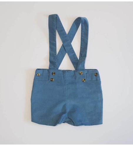 PANTALON BEBE CORTO CON TIRANTES PANA LISA AZULON