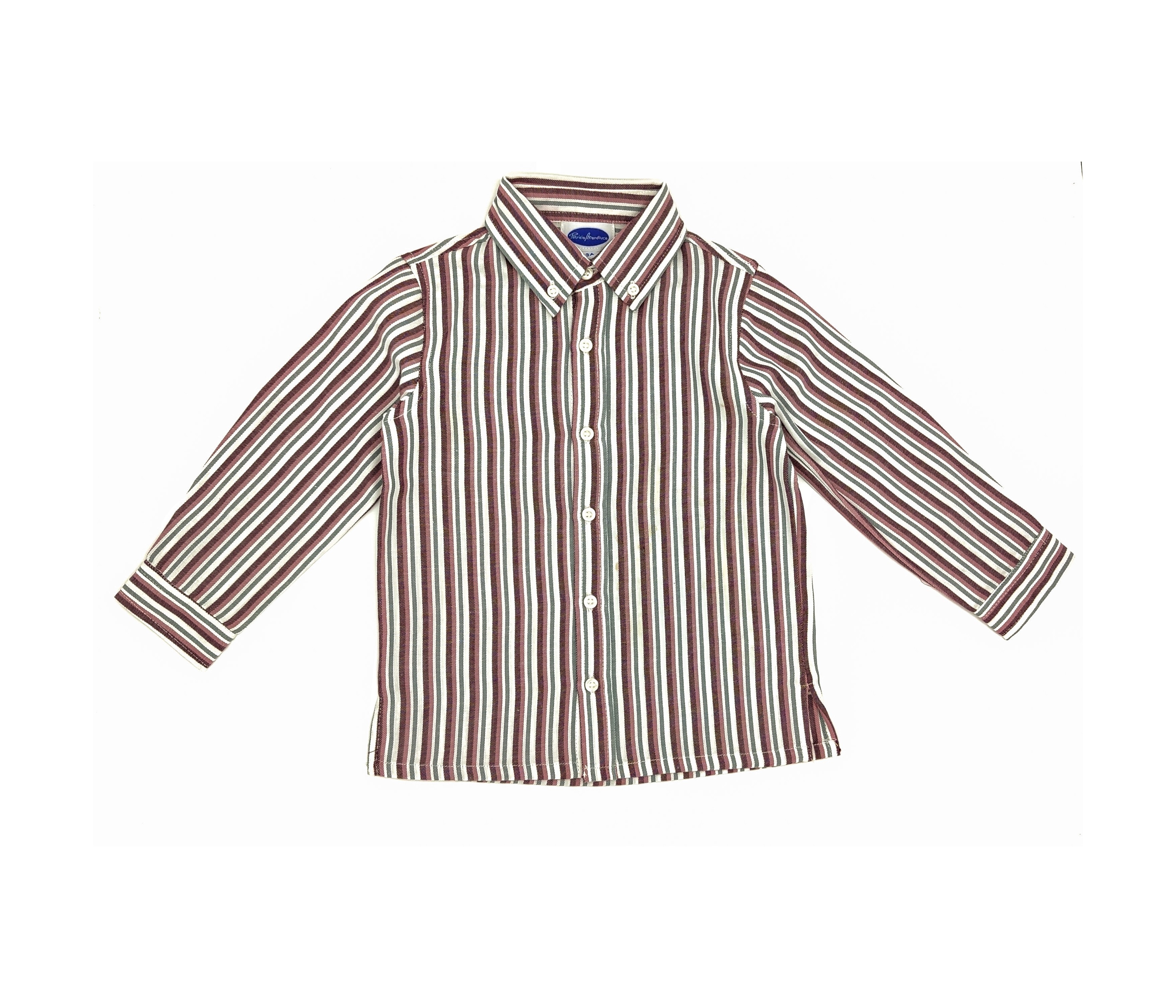 CAMISA NIÑO CUELLO BOTON RAYAS ROSA/BURDEOS/GRIS