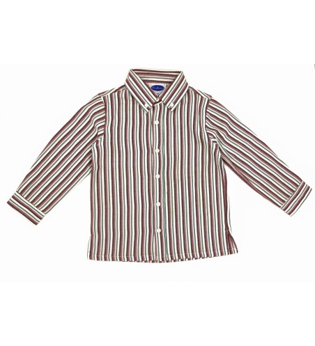 CAMISA NIÑO CUELLO BOTON RAYAS ROSA/BURDEOS/GRIS