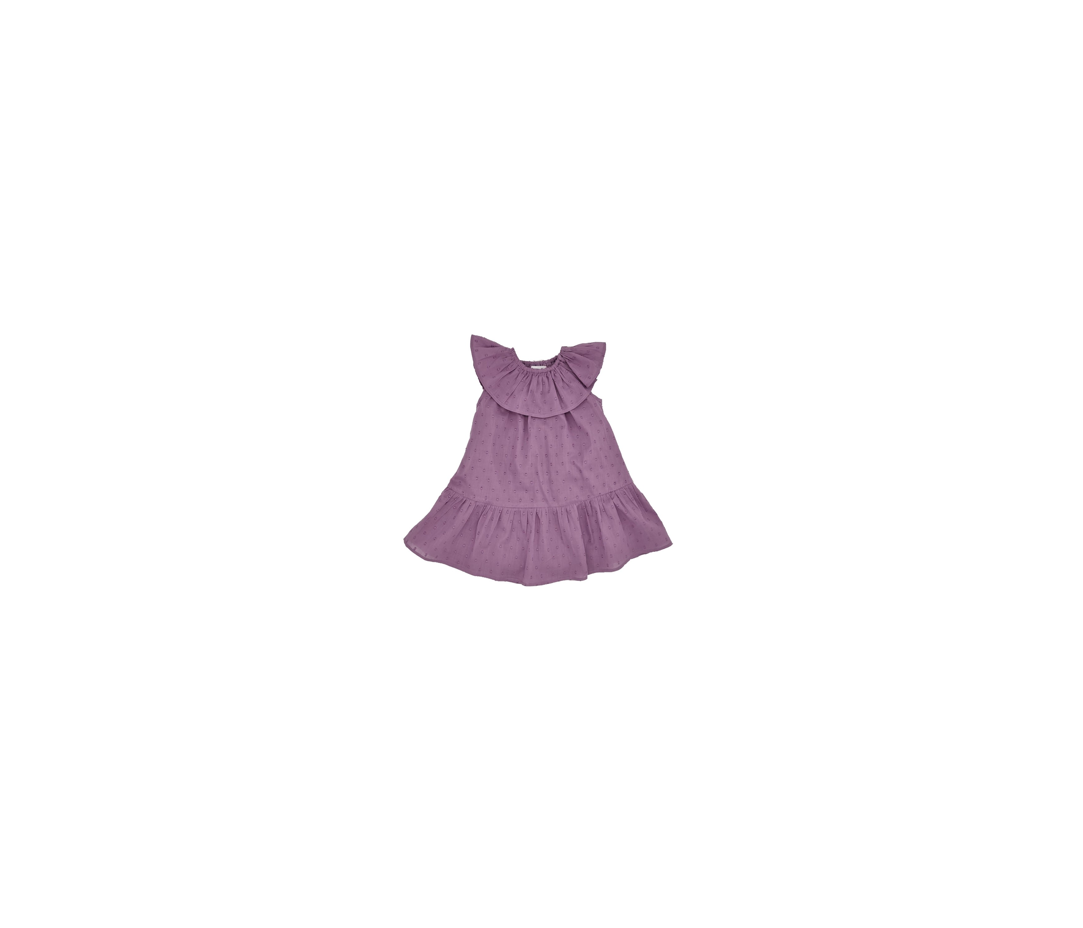 VESTIDO CUELLO VOLANTE PLUMETI MALVA