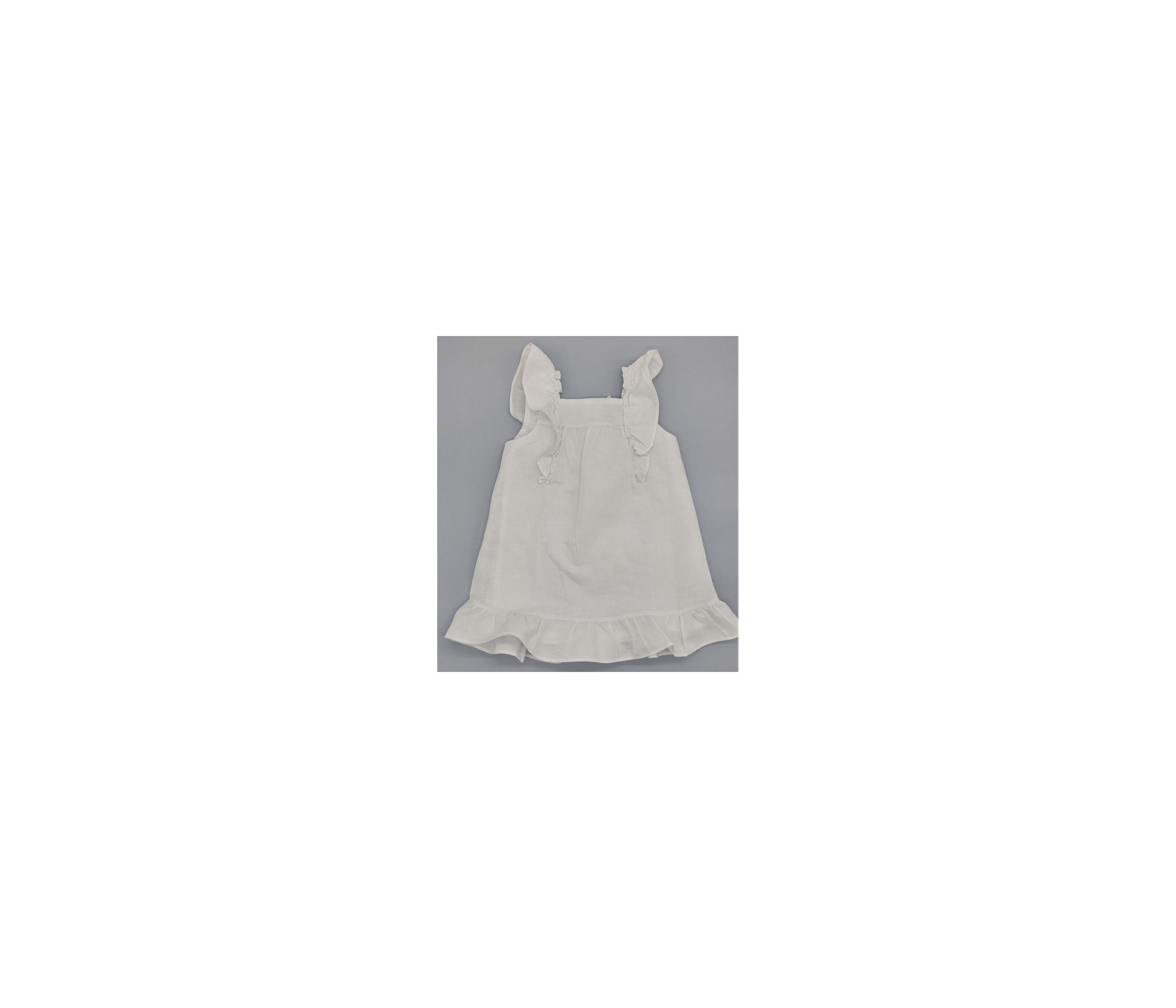 VESTIDO NIÑA ESCOTE CUADRADO LINO BLANCO