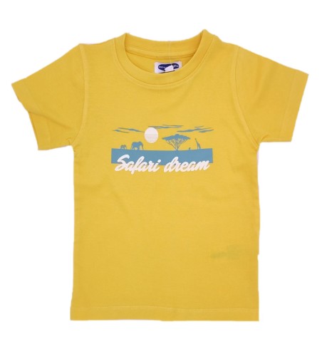 CAMISETA NIÑO BASICA PRINT  AMARILLO SAFARI