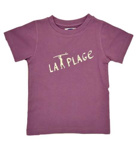 CAMISETA NIÑO BASICA PRINT  MALVA "LA PLAGE"