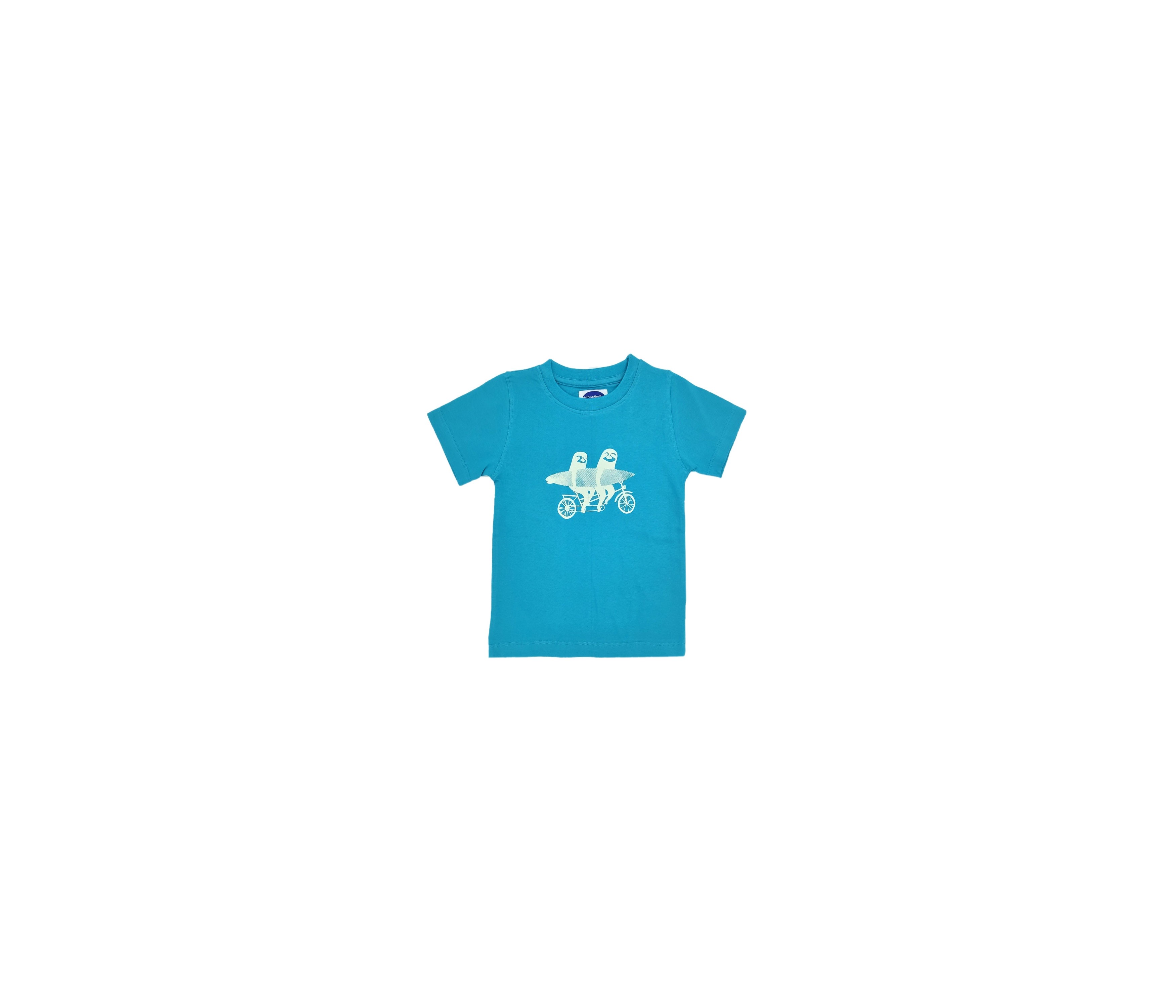 CAMISETA NIÑO BASICA PRINT  TURQUESA PINGUINOS 