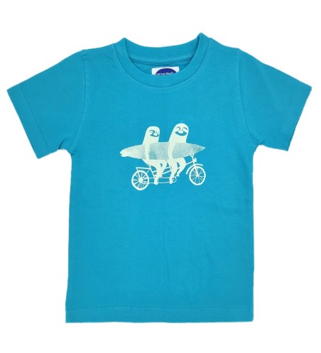 CAMISETA NIÑO BASICA PRINT  TURQUESA PINGUINOS 