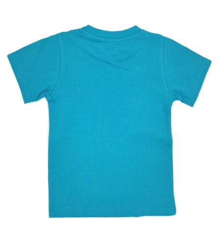 CAMISETA NIÑO BASICA PRINT  TURQUESA PINGUINOS 
