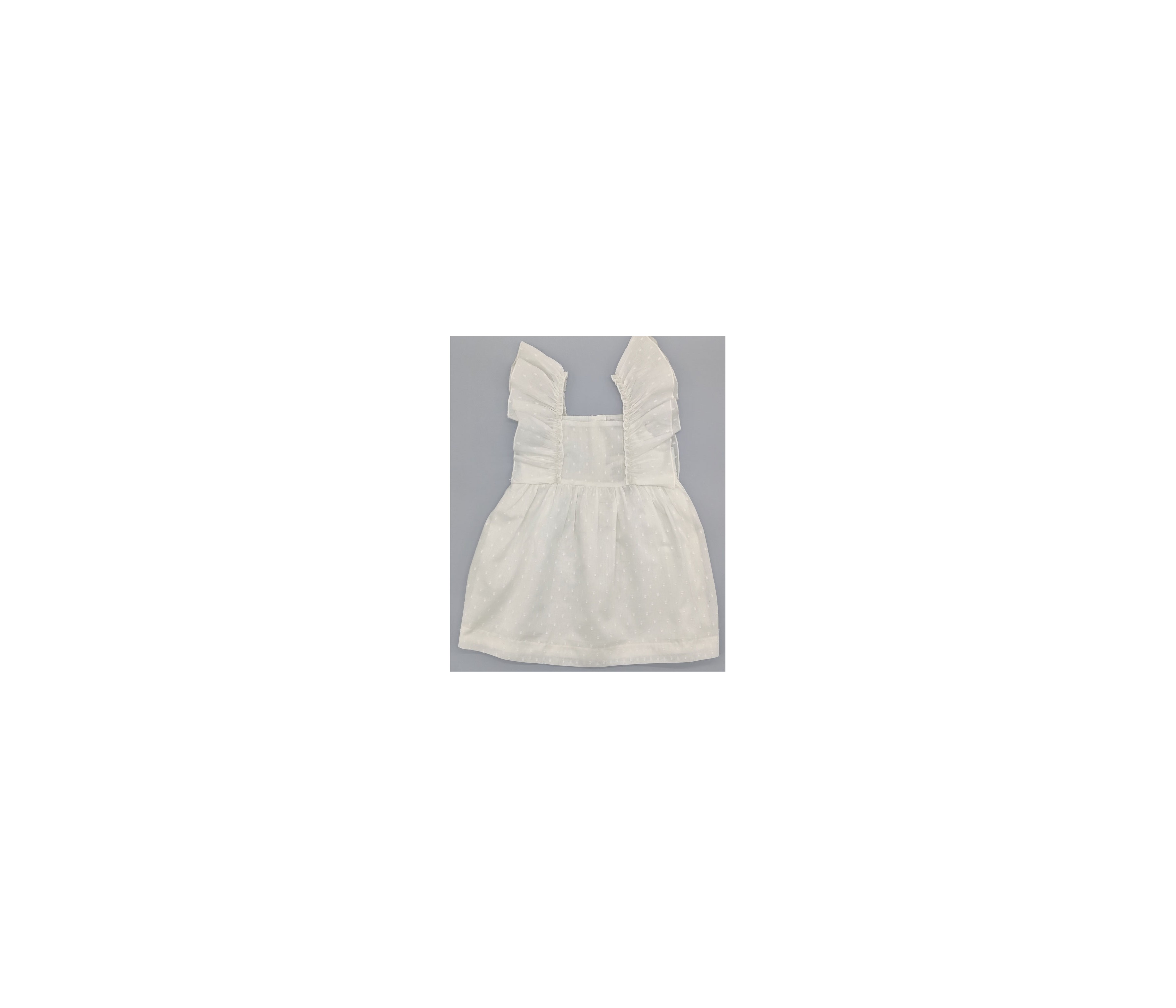 VESTIDO NIÑA MANGA VOLANTES PLUMETI BLANCO
