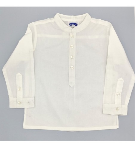 CAMISA NIÑO CUELLO MAO POPELIN BLANCO