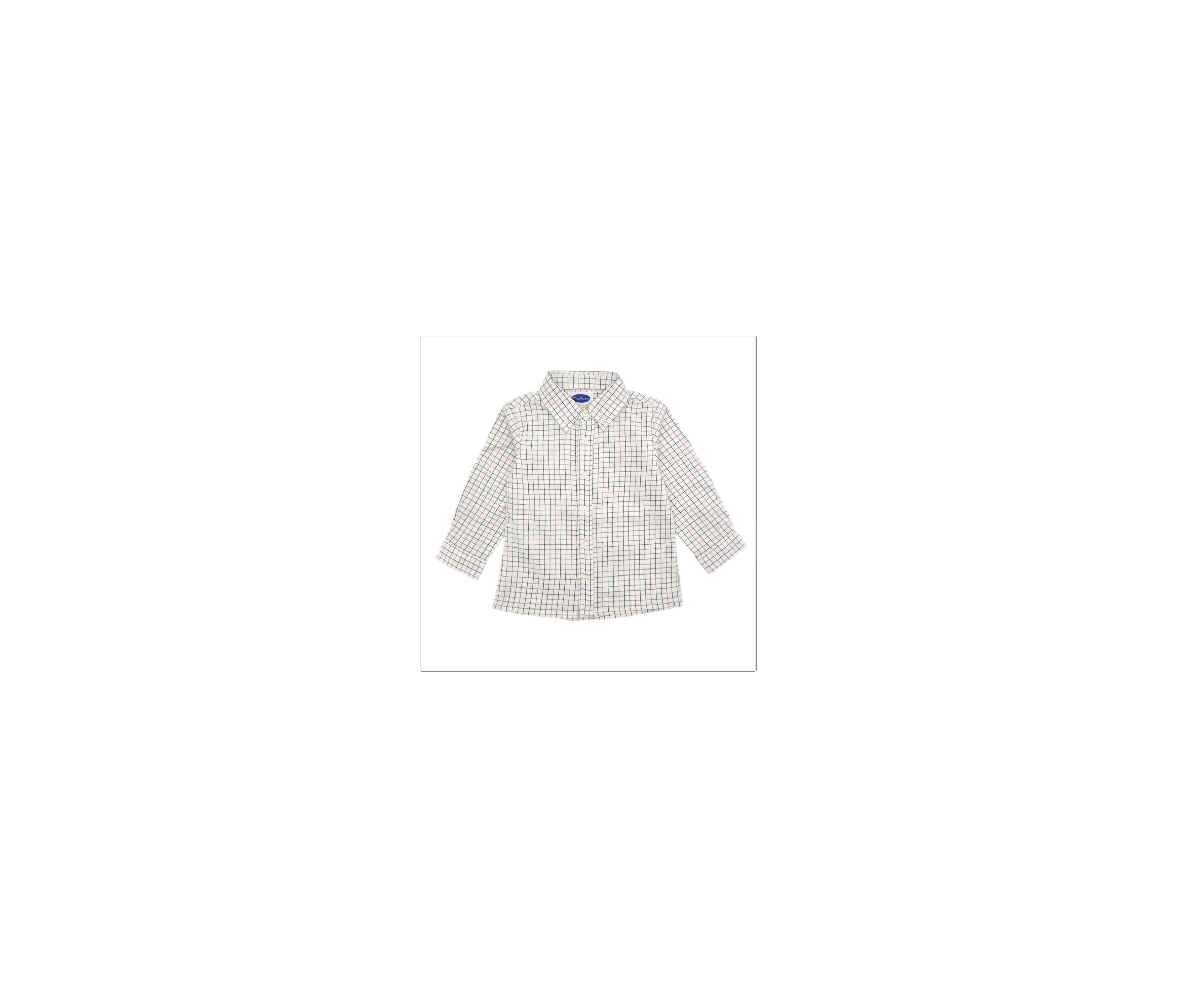 CAMISA NIÑO CUELLO CAMISERO CUADRO AZUL, VERDE Y BURDEOS
