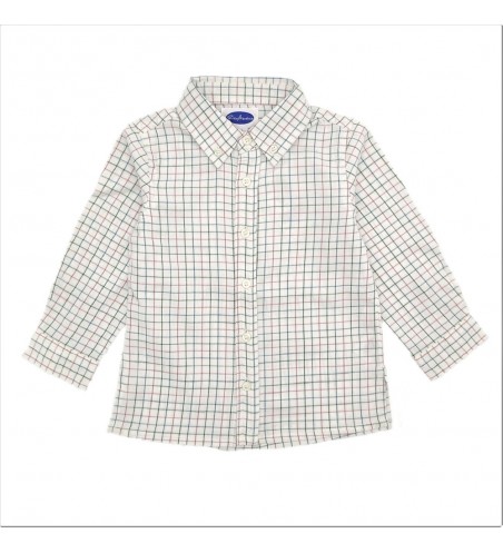 CAMISA NIÑO CUELLO CAMISERO CUADRO AZUL, VERDE Y BURDEOS