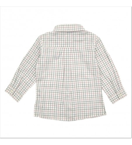 CAMISA NIÑO CUELLO CAMISERO CUADRO AZUL, VERDE Y BURDEOS