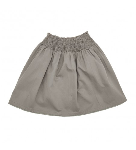 FALDA CINTURA BORDADA LISO GRIS
