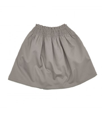 FALDA CINTURA BORDADA LISO GRIS
