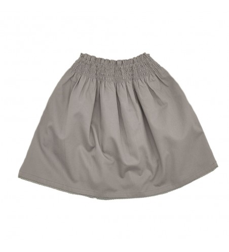 FALDA CINTURA BORDADA LISO GRIS