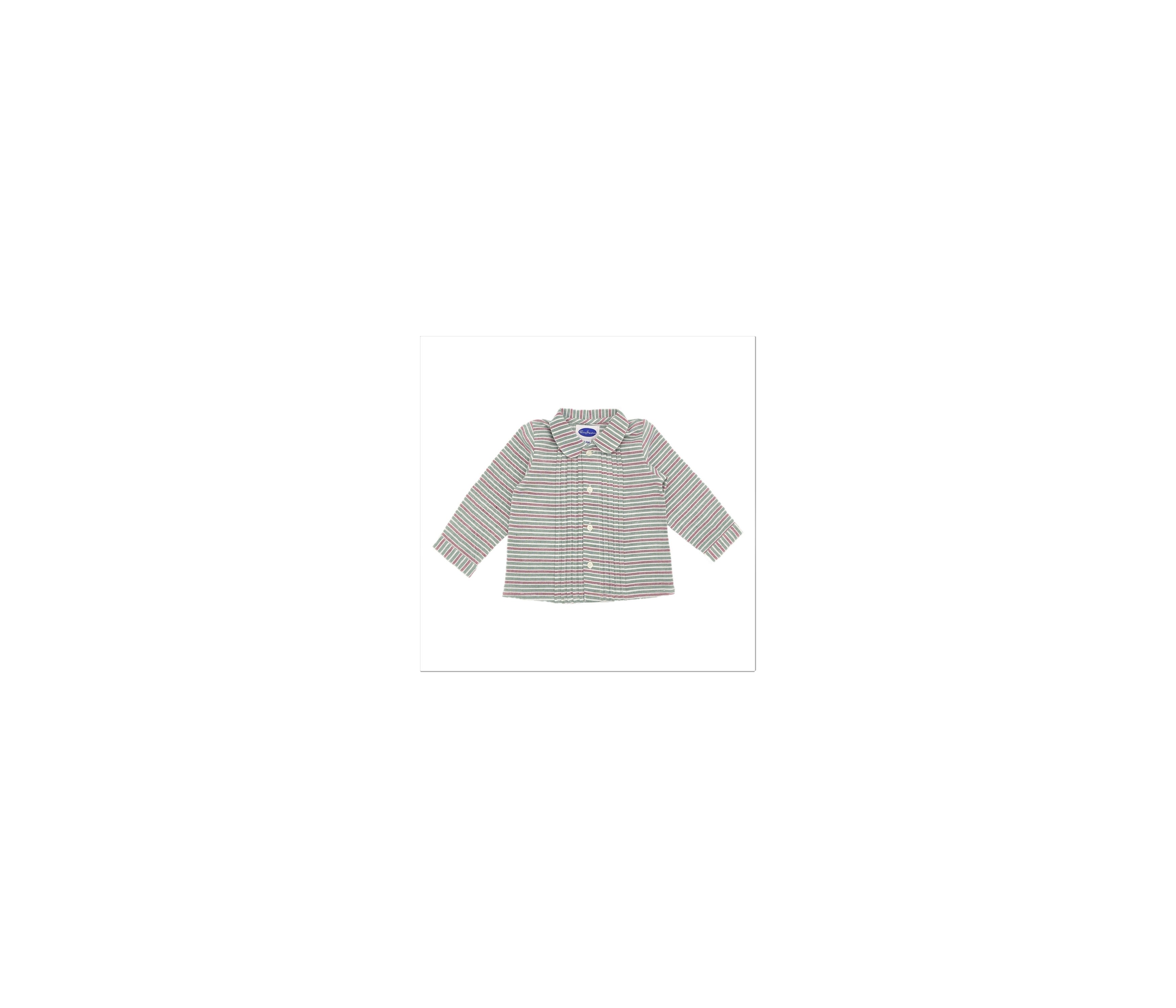 BLUSA BEBÉ PLIEGUES RAYAS BURDEOS Y VERDE