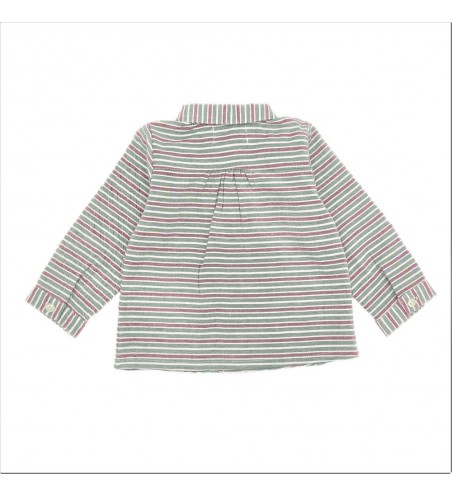 BLUSA BEBÉ PLIEGUES RAYAS BURDEOS Y VERDE