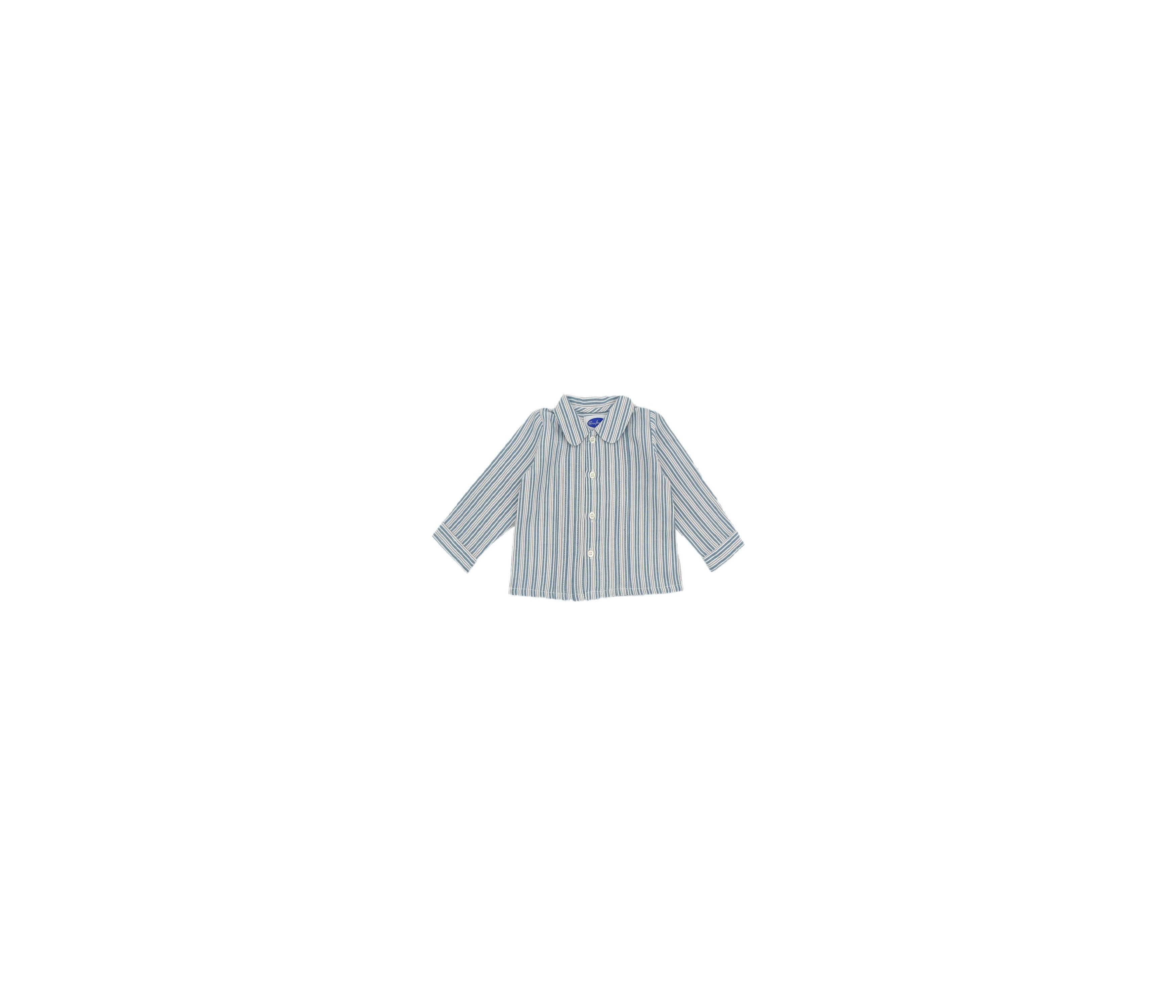 BLUSA BEBÉ PLIEGUES RAYAS AZULÓN Y GRIS