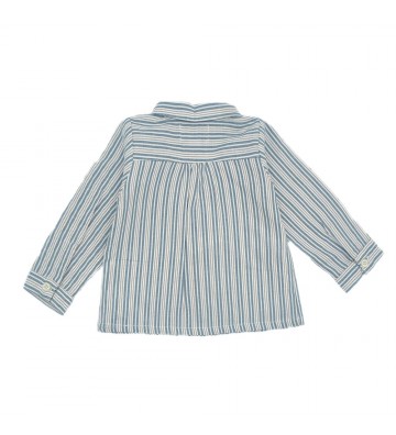 BLUSA BEBÉ PLIEGUES RAYAS AZULÓN Y GRIS