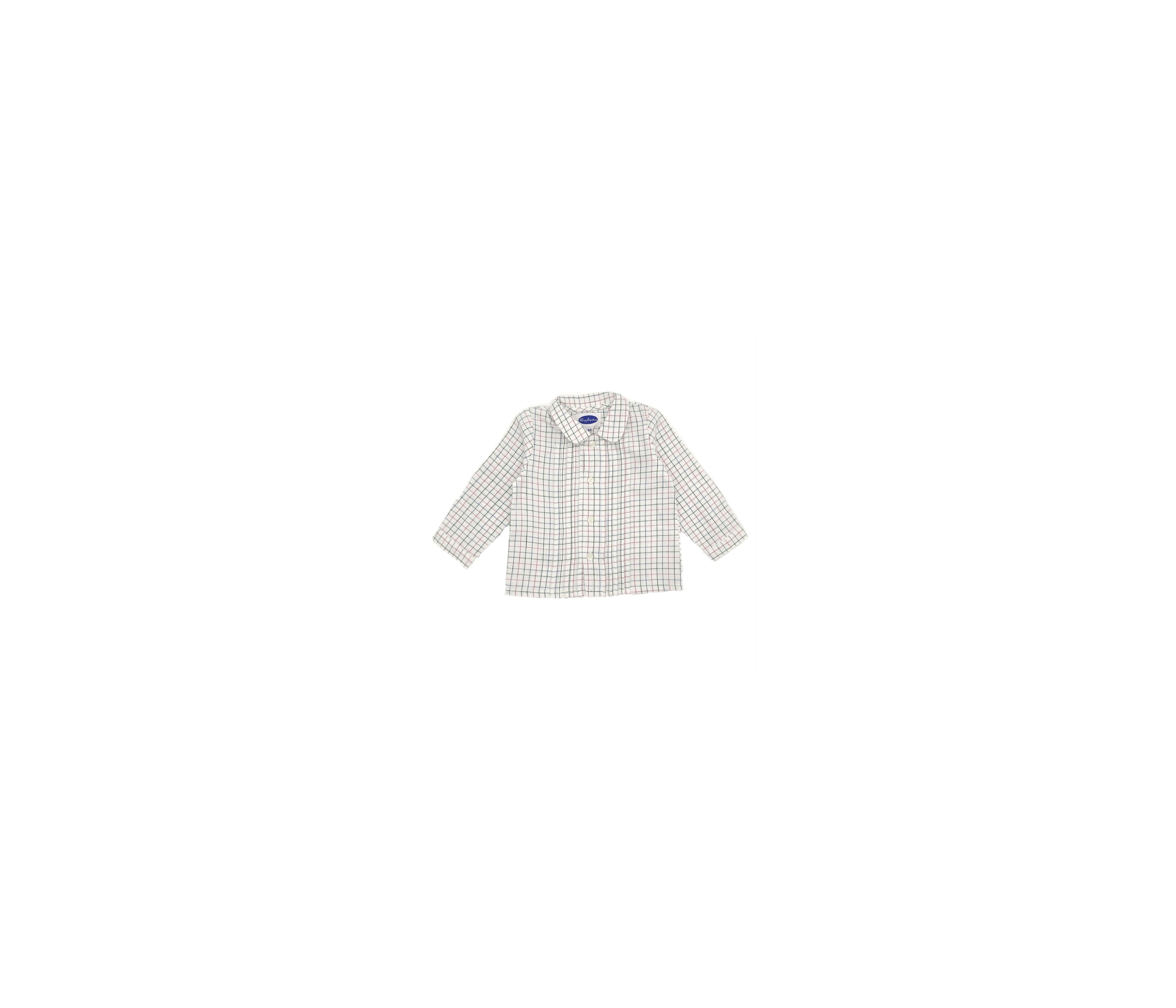 BLUSA BEBÉ PLIEGUES CUADRO MARTÍN AZULÓN, VERDE Y BURDEOS