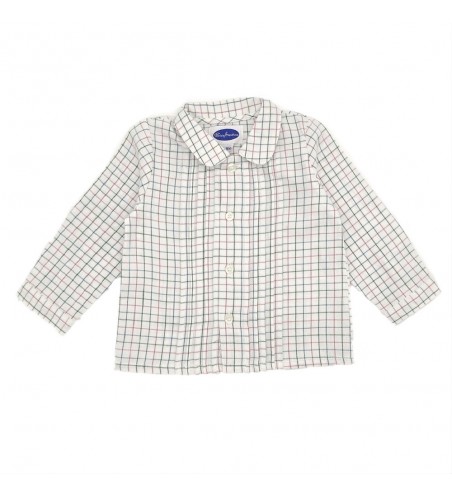 BLUSA BEBÉ PLIEGUES CUADRO MARTÍN AZULÓN, VERDE Y BURDEOS
