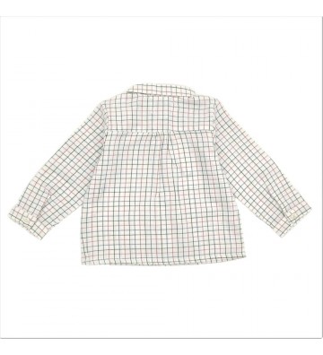 BLUSA BEBÉ PLIEGUES CUADRO MARTÍN AZULÓN, VERDE Y BURDEOS