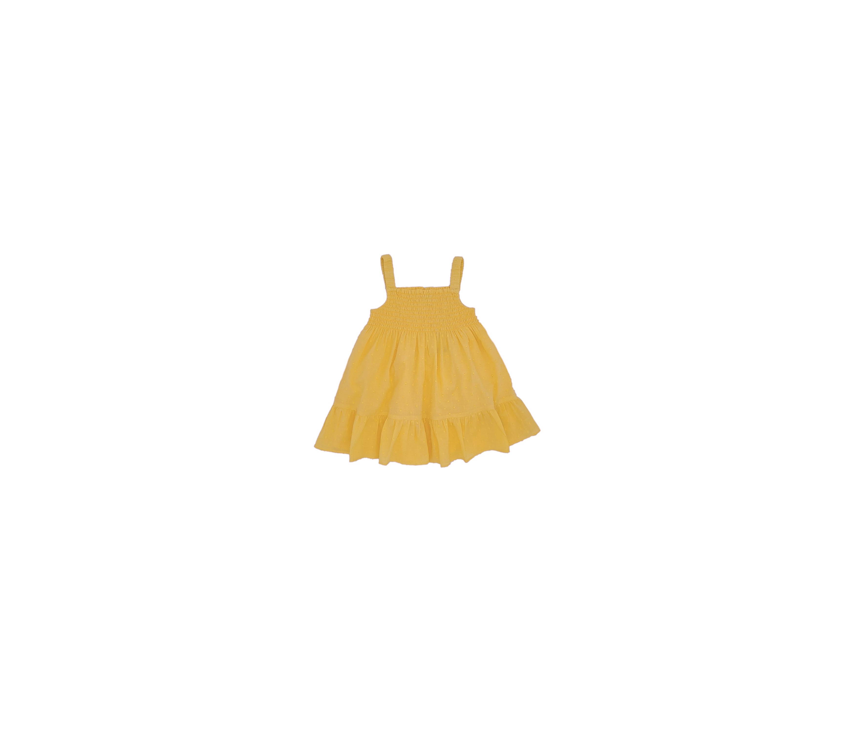 VESTIDO NIÑA TIRANTES LAZO PLUMETI AMARILLO