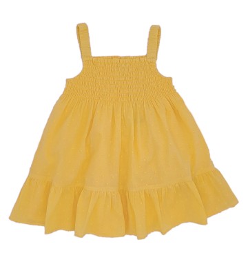 VESTIDO NIÑA TIRANTES LAZO PLUMETI AMARILLO