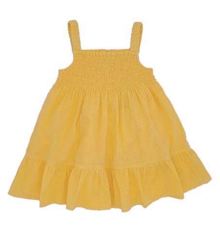 VESTIDO NIÑA TIRANTES LAZO PLUMETI AMARILLO