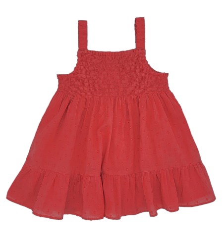 VESTIDO NIÑA TIRANTES LAZO PLUMETI CORAL