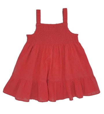 VESTIDO NIÑA TIRANTES LAZO PLUMETI CORAL