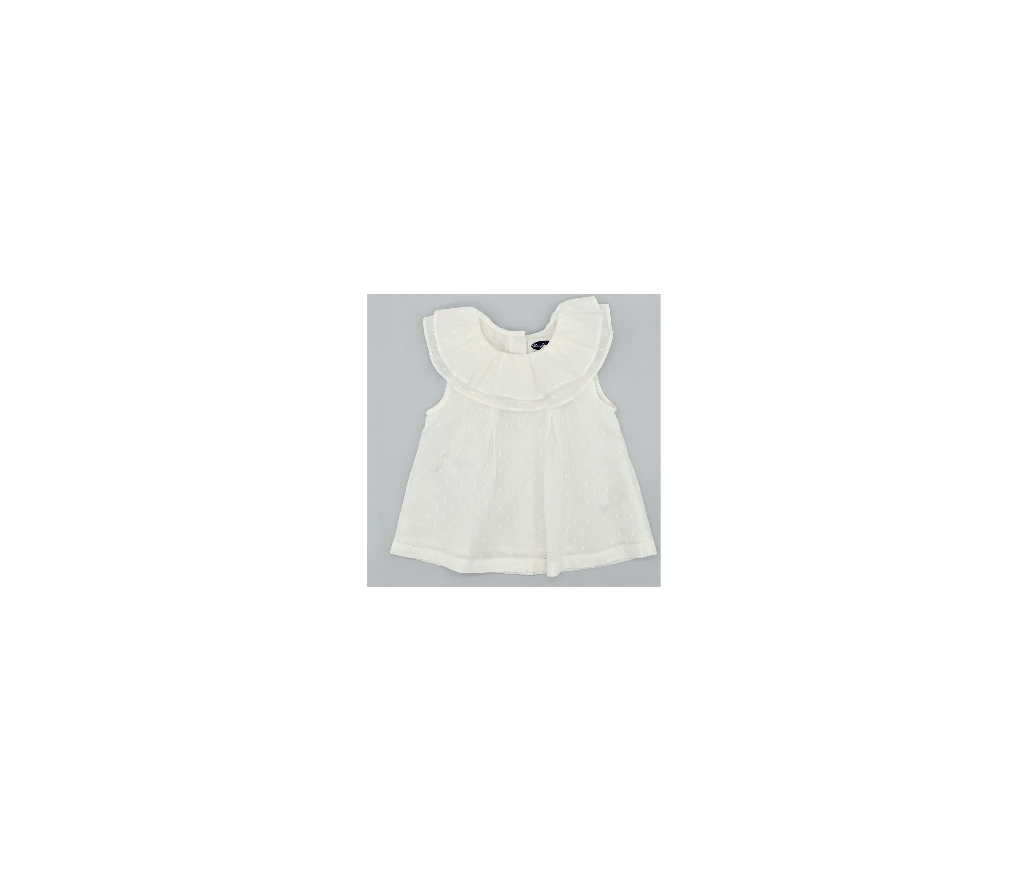 BLUSA NIÑA CUELLO DOBLE VOLANTE PLUMETI BLANCO