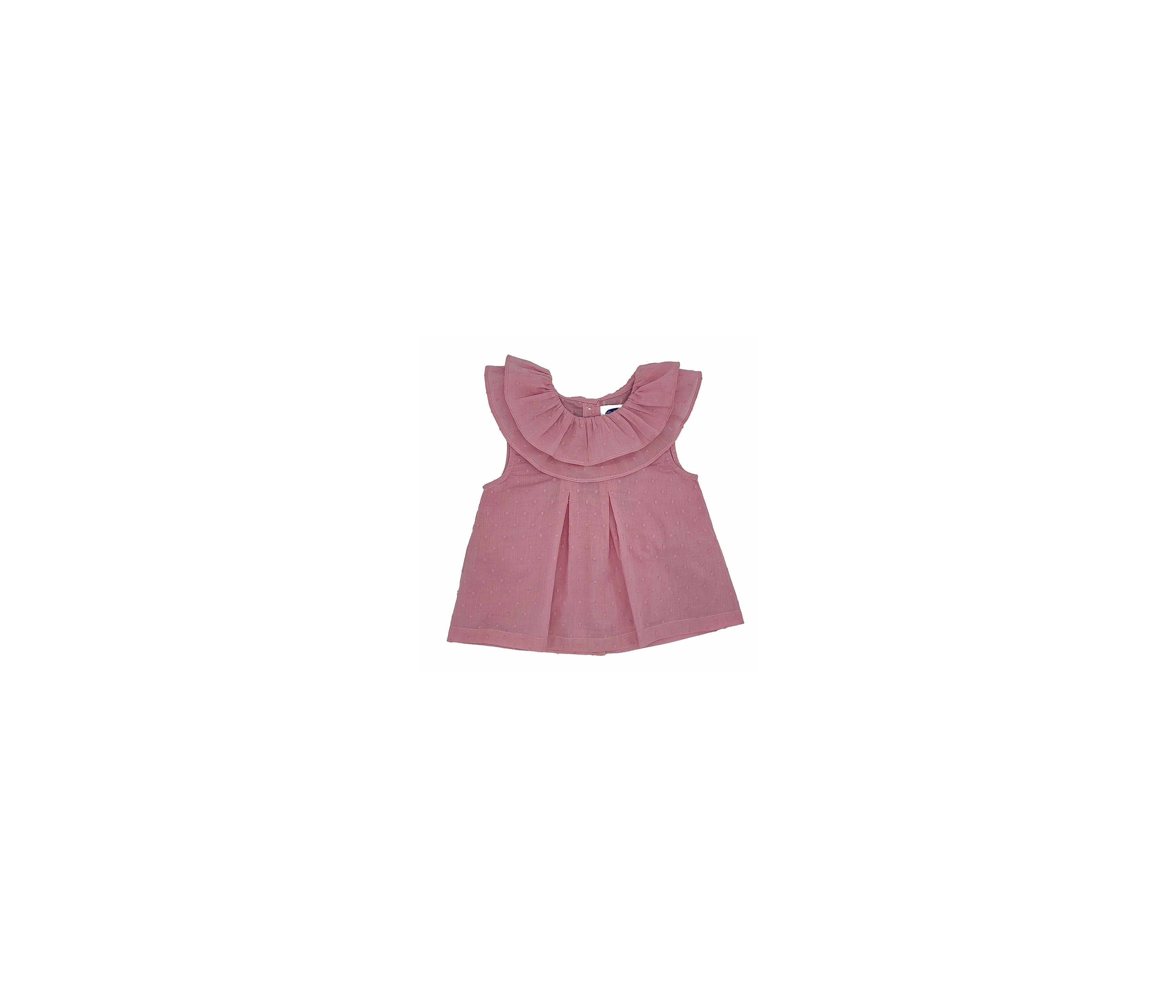 BLUSA NIÑA CUELLO DOBLE VOLANTE PLUMETI ROSA