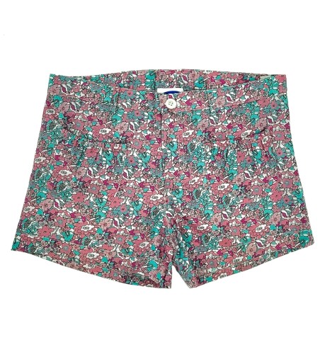SHORT NIÑA BOLSILLOS FLORES ROSA Y NOA
