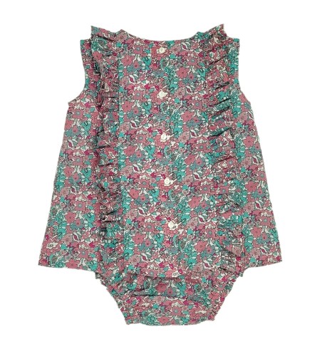 SET BEBÉ BORDADO FLORES ROSA Y NOA