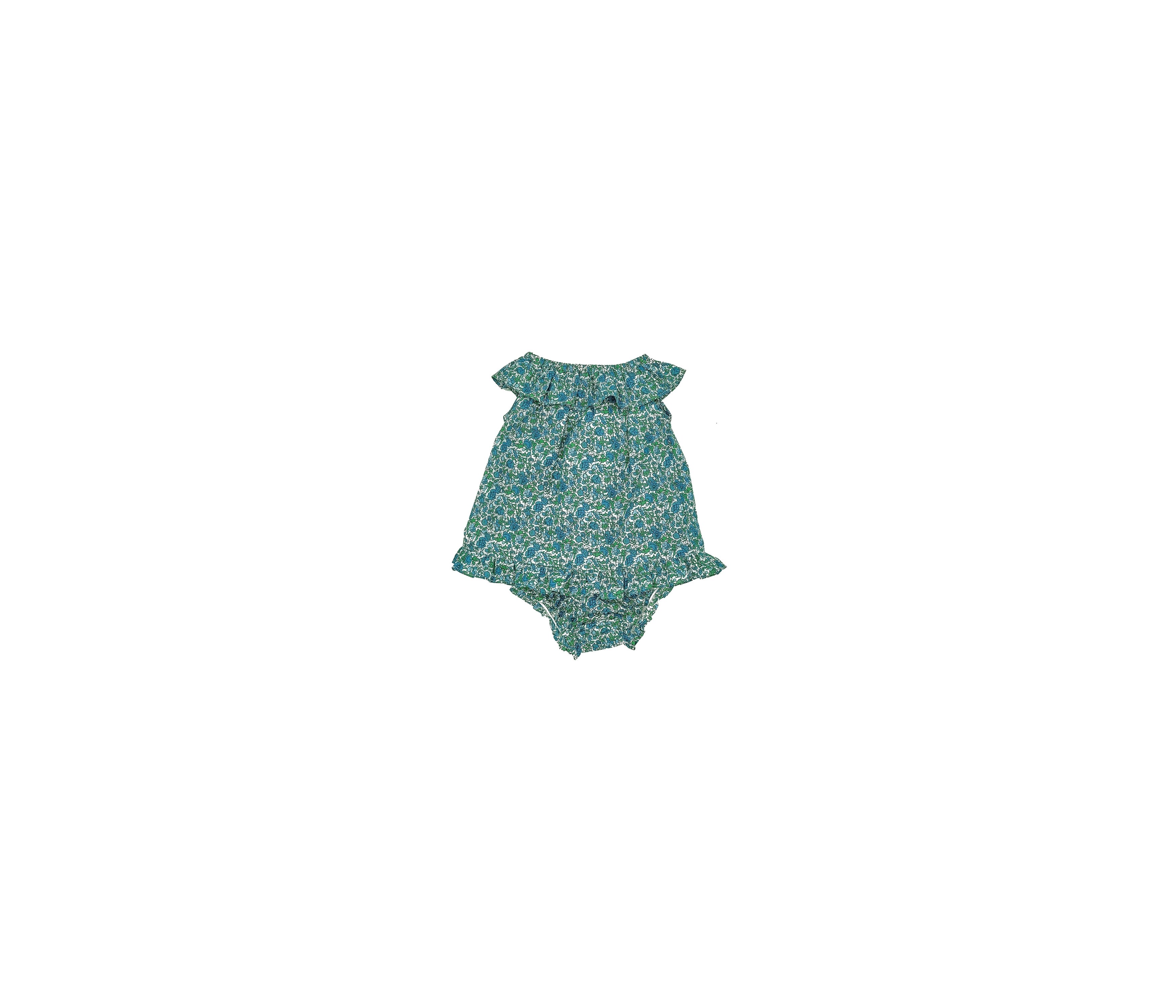 CONJUNTO BEBÉ TOP Y BRAGA FLORES AZUL Y VERDE