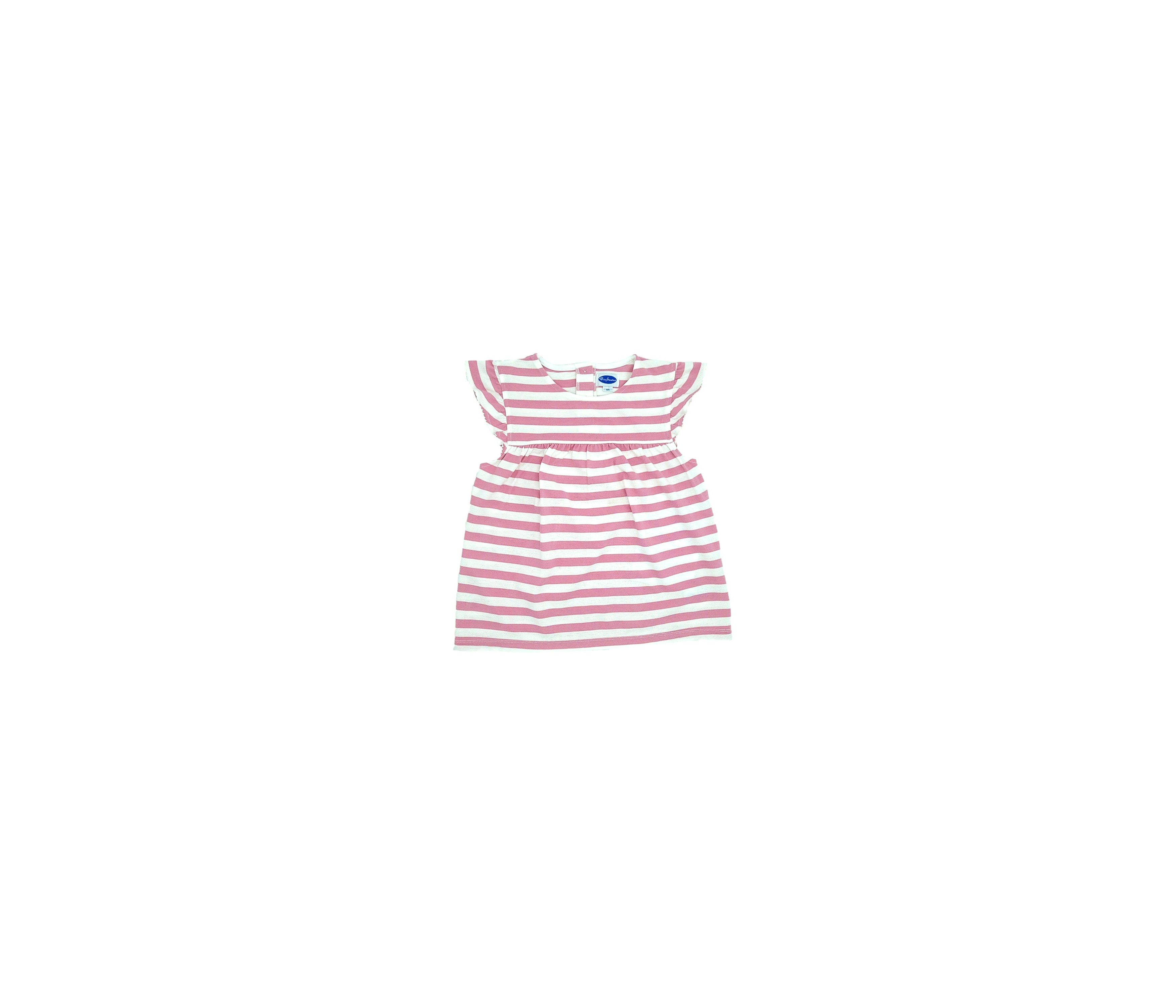 POLO NIÑA VOLANTE RAYAS ROSA Y BLANCO