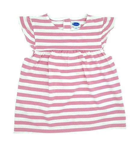 POLO NIÑA VOLANTE RAYAS ROSA Y BLANCO