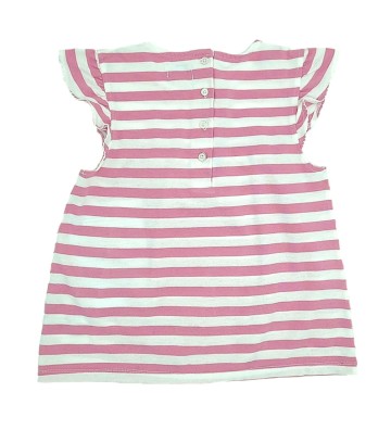 POLO NIÑA VOLANTE RAYAS ROSA Y BLANCO