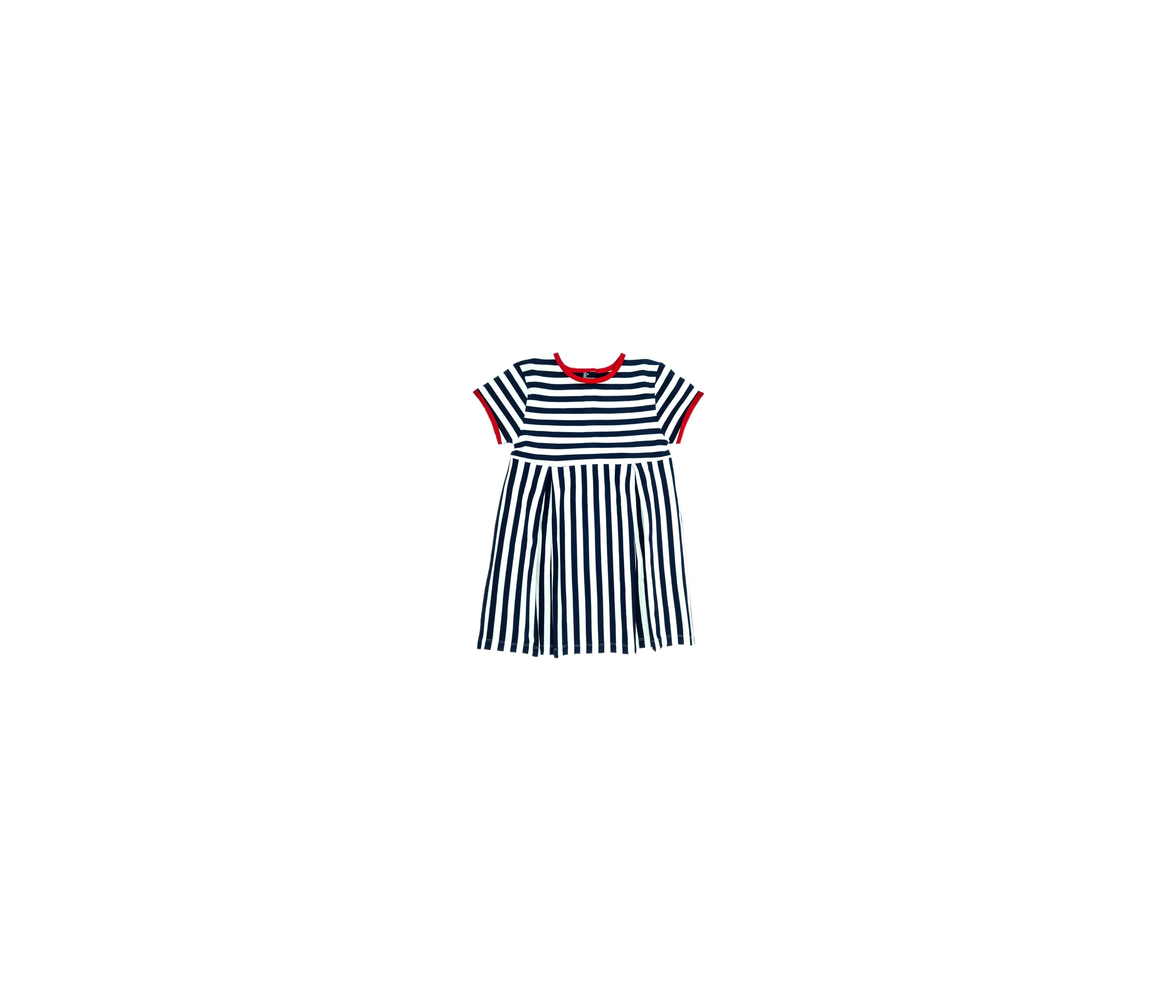 VESTIDO NIÑA MANGA CORTA RAYAS MARINO Y BLANCO