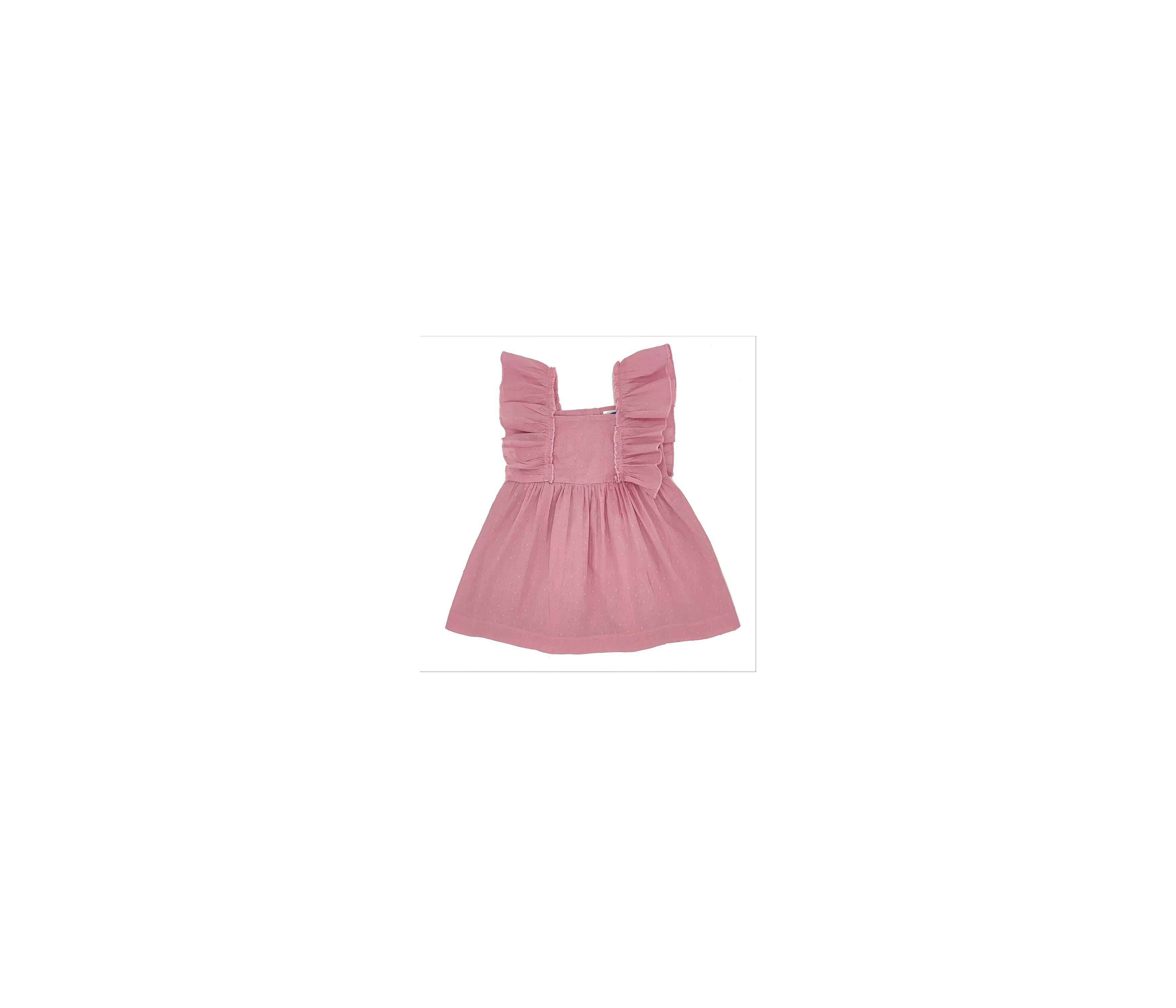 VESTIDO NIÑA VOLANTES PLUMETI ROSA