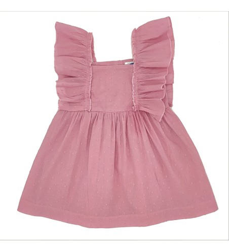 VESTIDO NIÑA VOLANTES PLUMETI ROSA