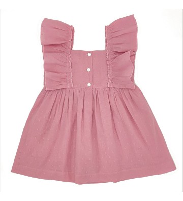 VESTIDO NIÑA VOLANTES PLUMETI ROSA