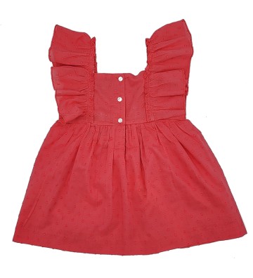 VESTIDO NIÑA VOLANTES PLUMETI CORAL
