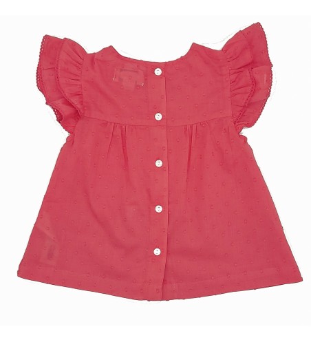 BLUSA NIÑA VOLANTES PLUMETI CORAL