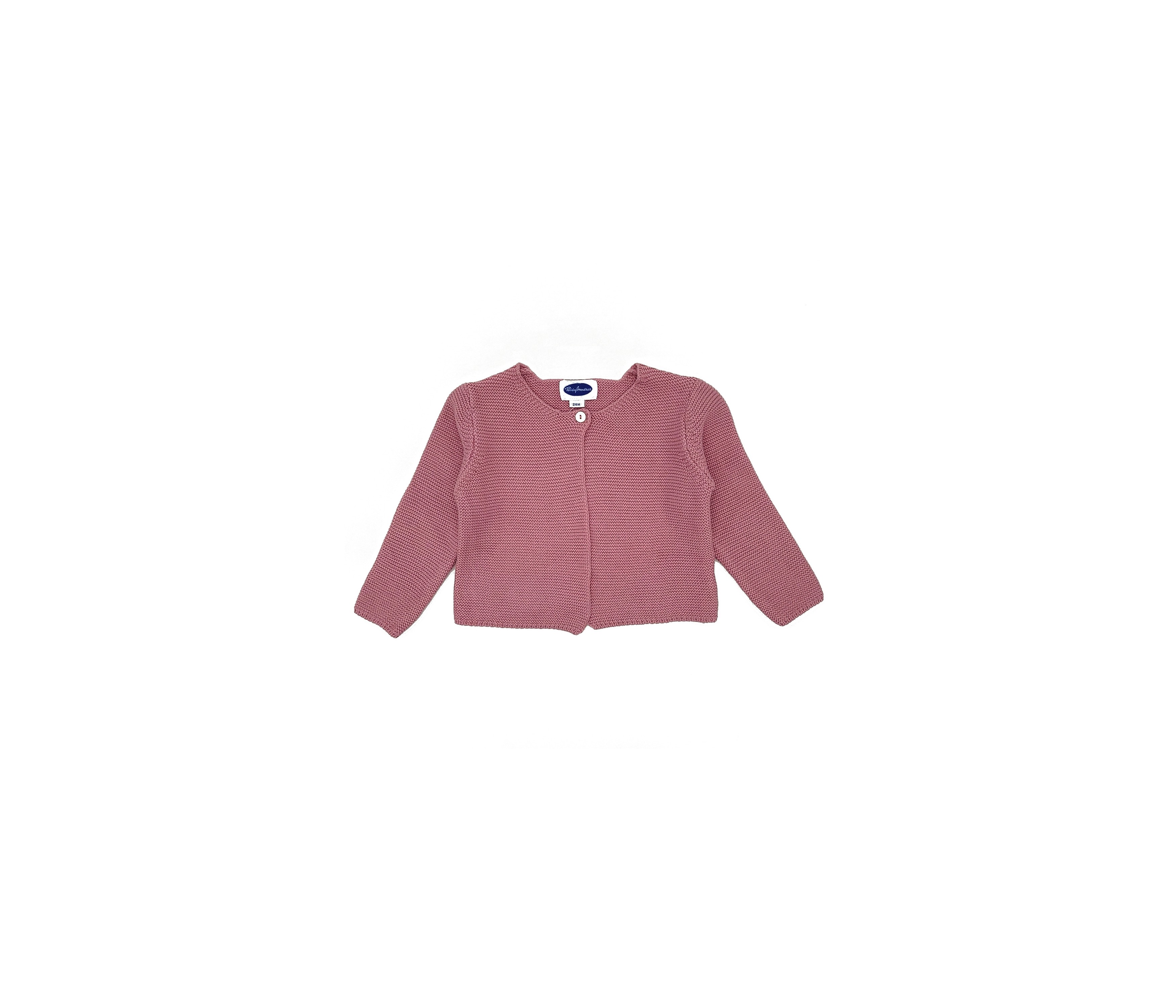 CHAQUETA NIÑA LARGA BOTÓN ROSA