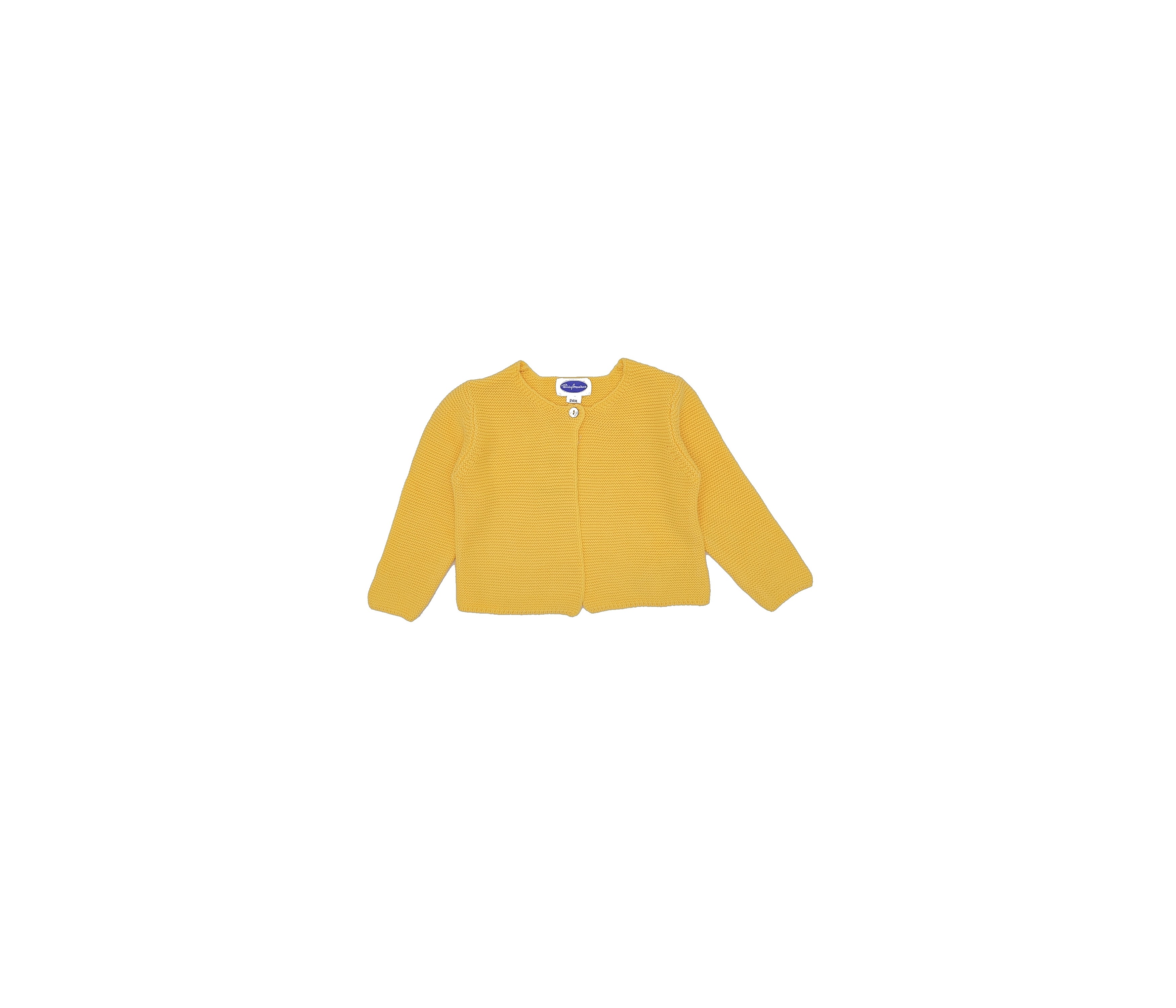 CHAQUETA NIÑA LARGA BOTÓN AMARILLO