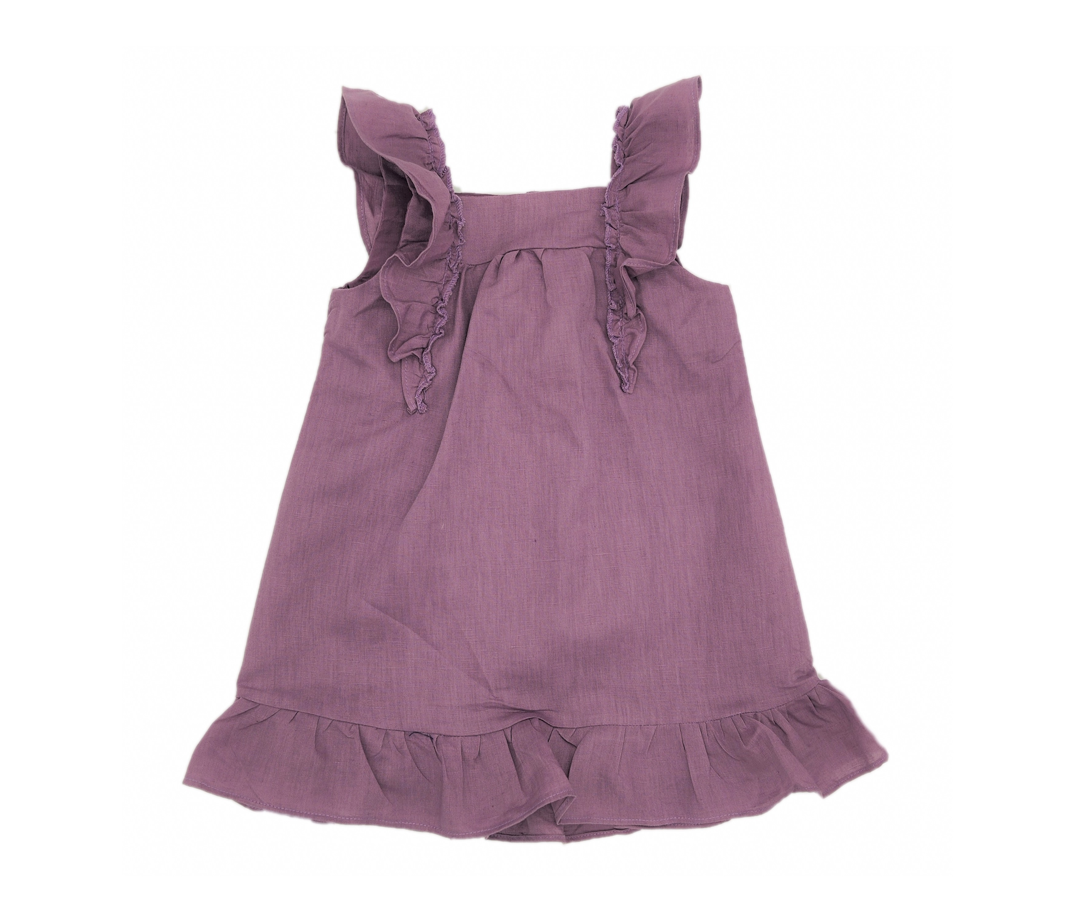 VESTIDO NIÑA ESCOTE CUADRADO LINO MALVA 